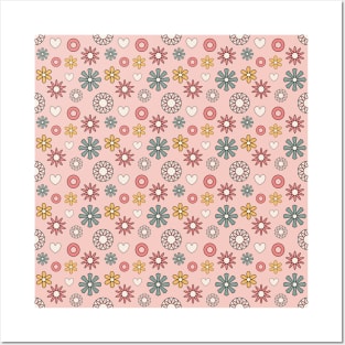 Retro flowers seamless pattern Posters and Art